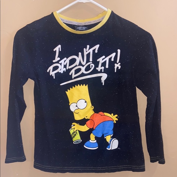 The Simpsons Bart Simpson Long sleeve Tshirt Cotton size kids 9/10 yrs - Picture 1 of 4